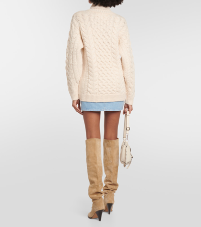 Isabel Marant Étoile Jade Cable-knit Turtleneck Sweater In White