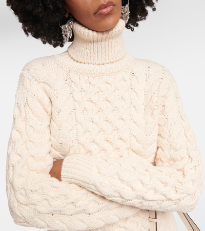 Isabel Marant Étoile Jade Cable-knit Turtleneck Sweater In White