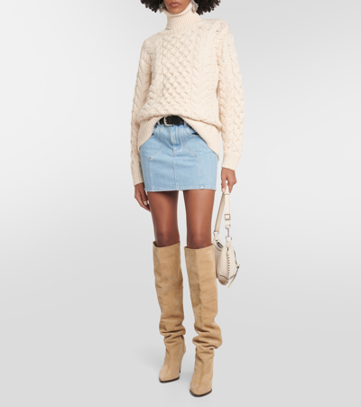 Isabel Marant Étoile Jade Cable-knit Turtleneck Sweater In White