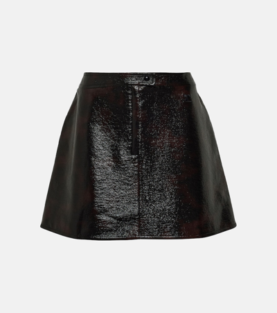 Shop Courrèges Tortoise-printed Cotton-blend Miniskirt In Brown
