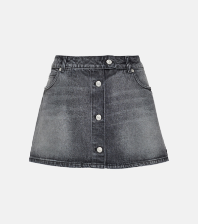 Shop Courrèges Denim Miniskirt In Grey