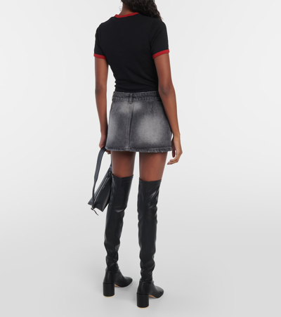 Shop Courrèges Denim Miniskirt In Grey