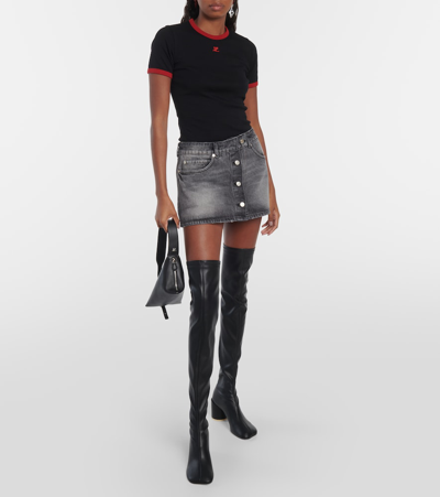 Courrèges Trucker Denim Miniskirt In Grey