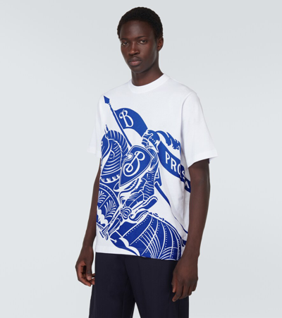 Shop Burberry Ekd Printed Cotton Jersey T-shirt In White