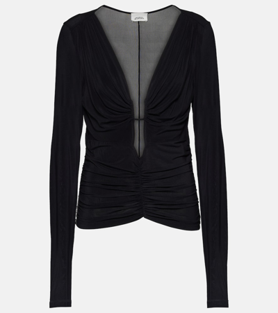 Shop Isabel Marant Laura Ruched Jersey Top In Black