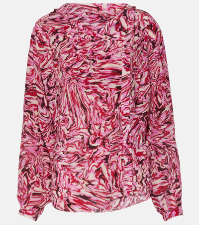 Shop Isabel Marant Tiphaine Printed Silk Blouse In Red