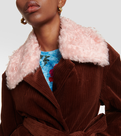 Dries Van Noten Corduroy And Faux Fur Jacket In Purple