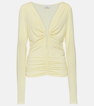 Shop Isabel Marant Laura Ruched Jersey Top In Yellow