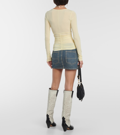 Shop Isabel Marant Laura Ruched Jersey Top In Yellow