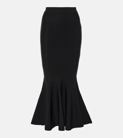 Balmain Ruffled-hem Midi Skirt In Black