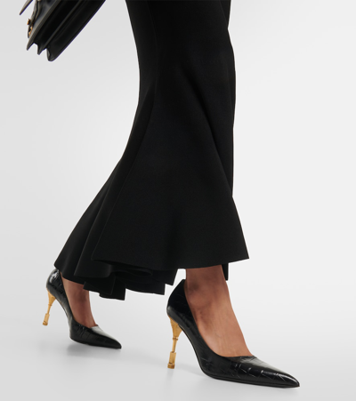 Balmain Ruffled-hem Midi Skirt In Black