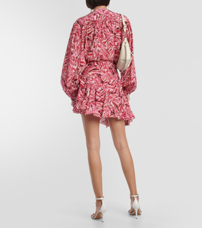 Isabel Marant Teyana Printed Silk Miniskirt In Red