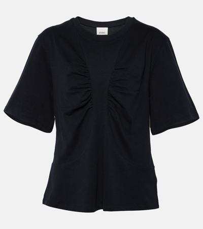 Shop Isabel Marant Zeren Draped Cotton Jersey T-shirt In Black