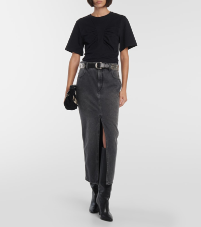Isabel Marant Zeren Gathered Cotton T-shirt In Black
