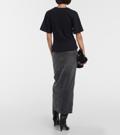 Isabel Marant Zeren Gathered Cotton T-shirt In Black