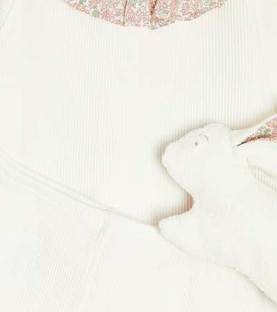 Bonpoint Baby Daisie Top, Pants, And Stuffed Animal Set In White