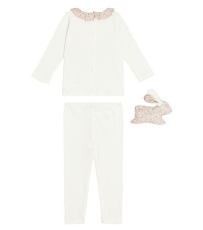 Shop Bonpoint Baby Daisie Top, Pants, And Stuffed Animal Set In White