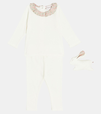Shop Bonpoint Baby Daisie Top, Pants, And Stuffed Animal Set In White
