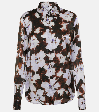 Shop Dries Van Noten Chowy Floral Silk Satin Shirt In Multicoloured