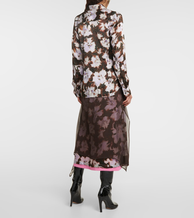 Shop Dries Van Noten Chowy Floral Silk Satin Shirt In Multicoloured