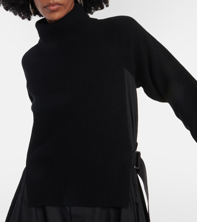 Shop Sacai Turtleneck Midi Dress In Black