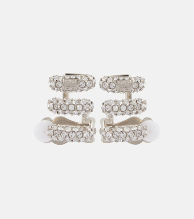 Shop Givenchy Stitch Crystal-embellished Earrings In Silver