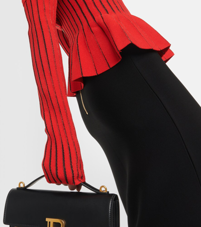Balmain Off-shoulder Knit Top With Knotted Detail In Red