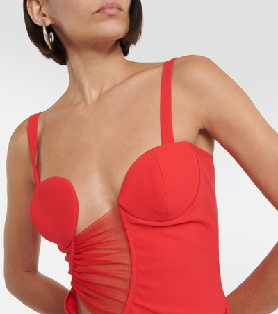 Nensi Dojaka Cutout Jersey Minidress In Red