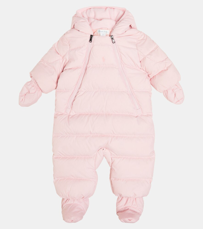 Shop Polo Ralph Lauren Baby Down Snowsuit In Pink