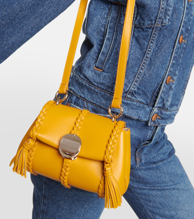 Shop Chloé Penelope Small Leather Shoulder Bag In Yellow