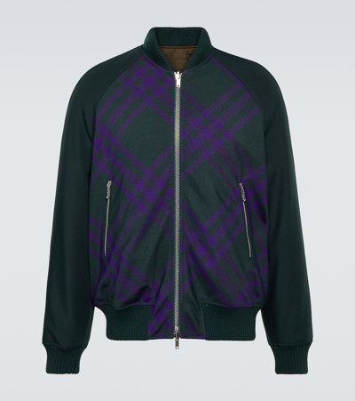 Shop Burberry Checked Reversible Bomber Jacket In Black
