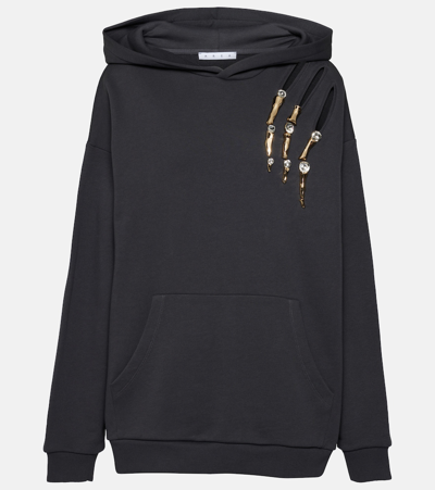 Shop Area Claw Embellished Cutout Hoodie In Black