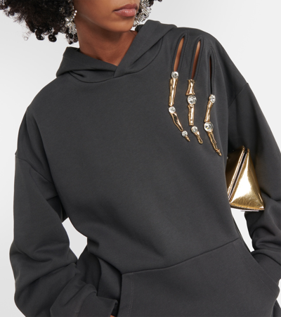 Shop Area Claw Embellished Cutout Hoodie In Black