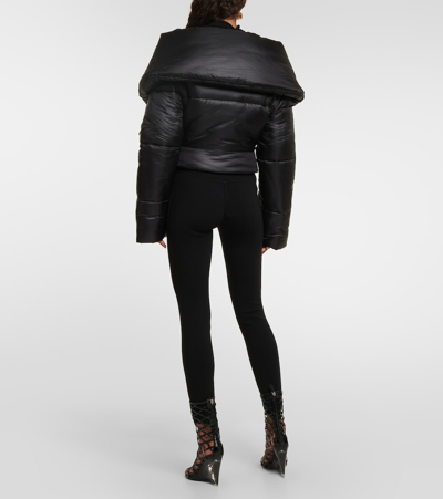 Alaïa Foldover-collar Crop Puffer Jacket In Black