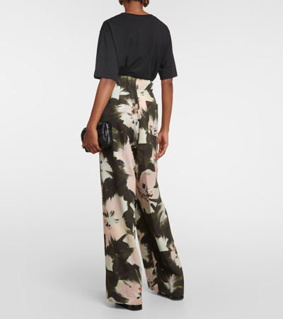 Shop Dries Van Noten Pila Floral High-rise Wide-leg Pants In Multicoloured