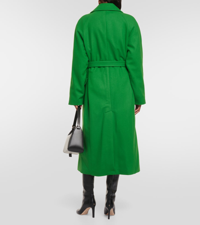 Shop Apc Florence Wool-blend Wrap Coat In Green