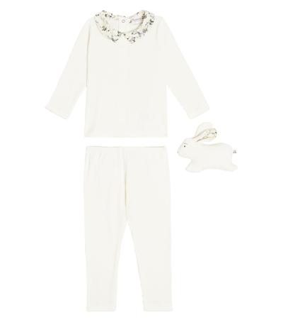 Shop Bonpoint Baby Denice Top, Pants, And Stuffed Animal Set In White