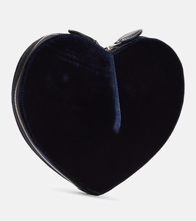 Alaïa Le Caur Velvet Heart Clutch In Blue