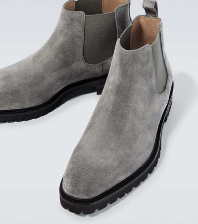 Shop Manolo Blahnik Brompton Suede Chelsea Boots In Grey