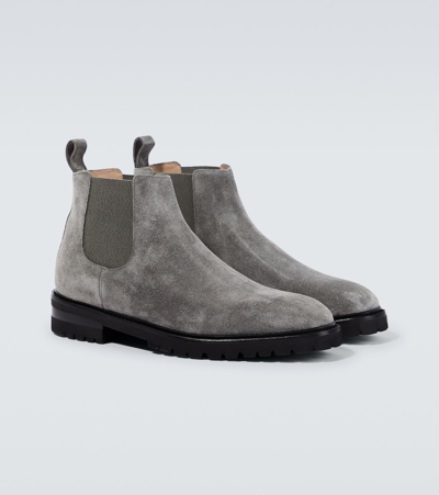 Shop Manolo Blahnik Brompton Suede Chelsea Boots In Grey