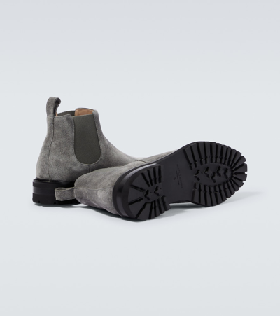 Shop Manolo Blahnik Brompton Suede Chelsea Boots In Grey