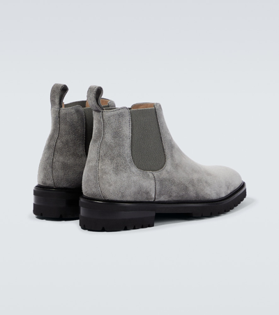 Shop Manolo Blahnik Brompton Suede Chelsea Boots In Grey