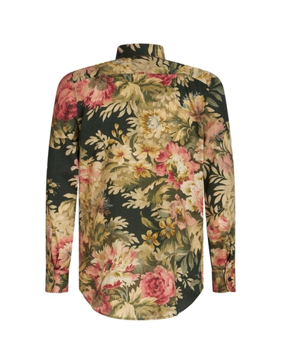 Shop Etro Cotton Shirt With Floral Print In Green