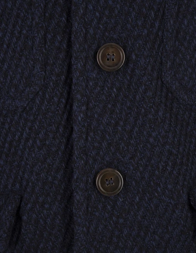 Shop Etro Navy Jacket With Knitted Details In Blue