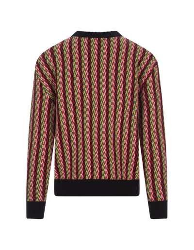 Shop Lanvin Sweater With Multicolored Chevron Motif In Multicolour