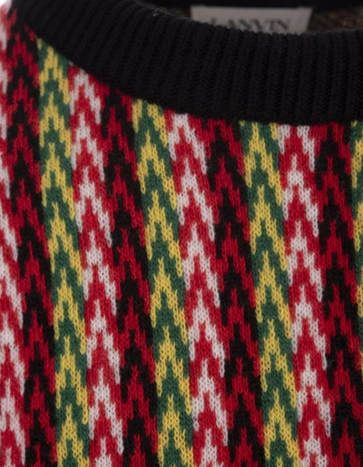 Shop Lanvin Sweater With Multicolored Chevron Motif In Multicolour