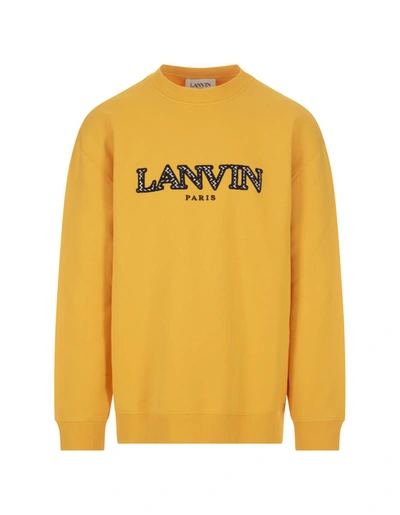 Shop Lanvin Sweatshirt With Embroidered  Curb Logo In Yellow