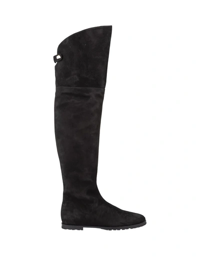 Shop Skorpios Stefania Over The Knee Suede Boots In Black
