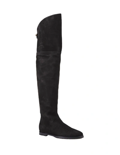 Shop Skorpios Stefania Over The Knee Suede Boots In Black
