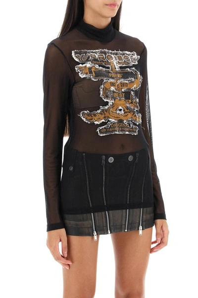 Shop Y/project Y Project Mesh Top With Paris' Best Patch In Black